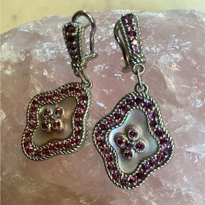 Judith Ripka Pink Sapphire MOP SS Earings